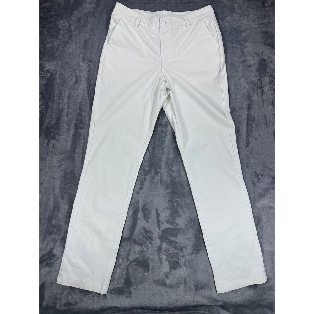 Willit Mens Golf Pants White Straight Leg Flat Front Performance 30W 32L